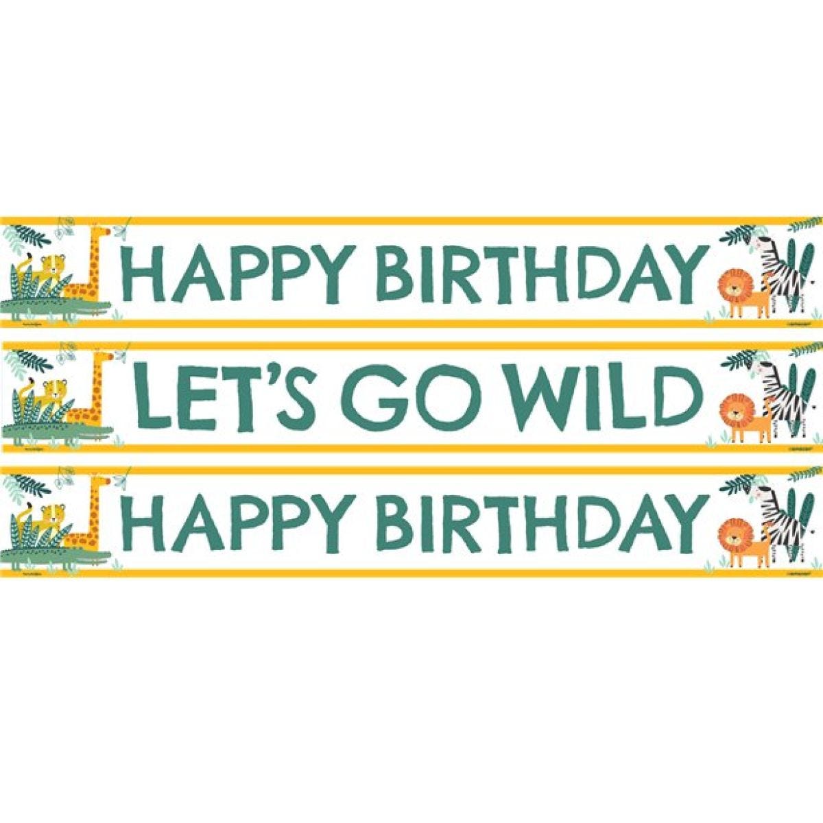 Get Wild Safari Paper Birthday Banners - 1m (3pk)