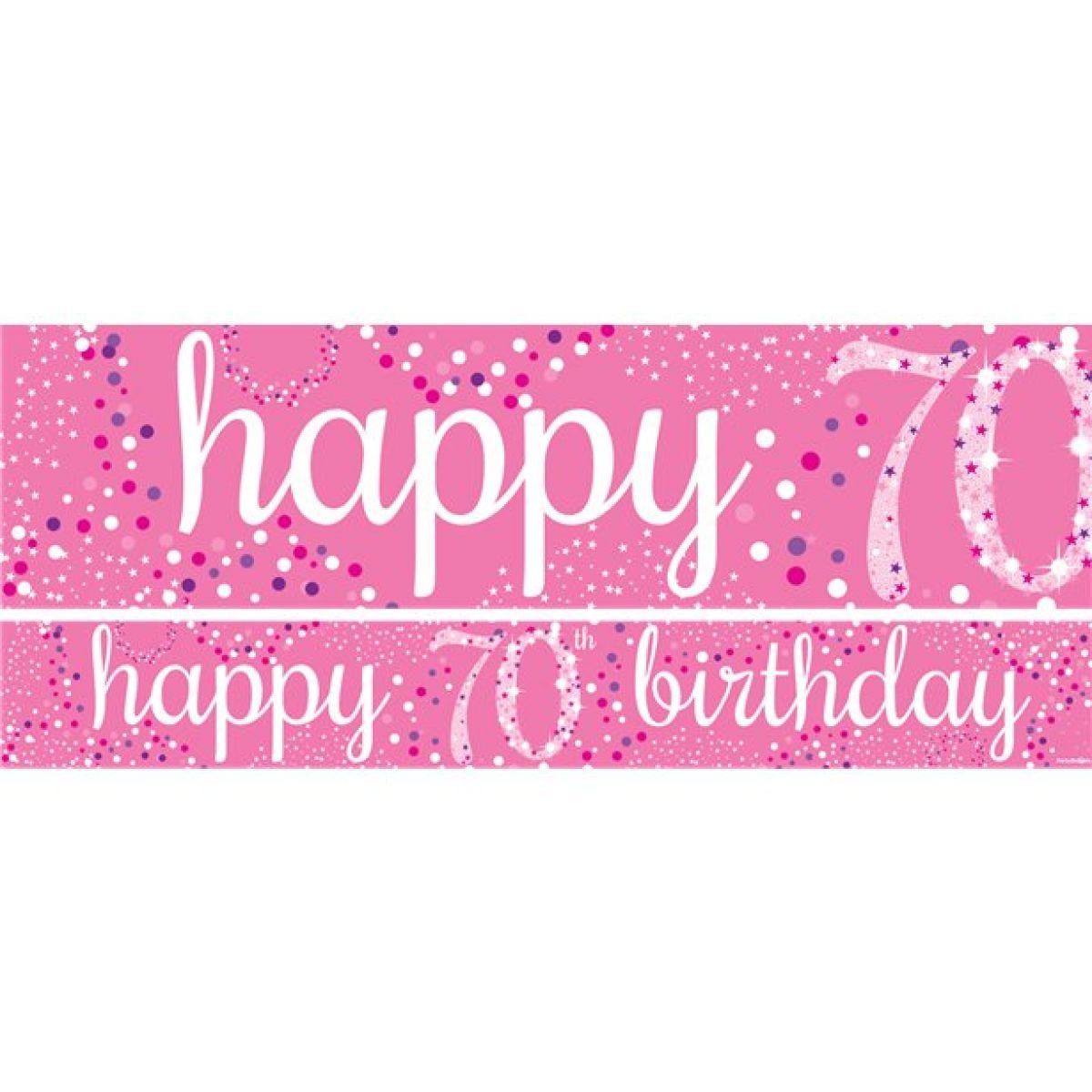 70th Birthday Pink Sparkling Celebration Paper Banners -1m