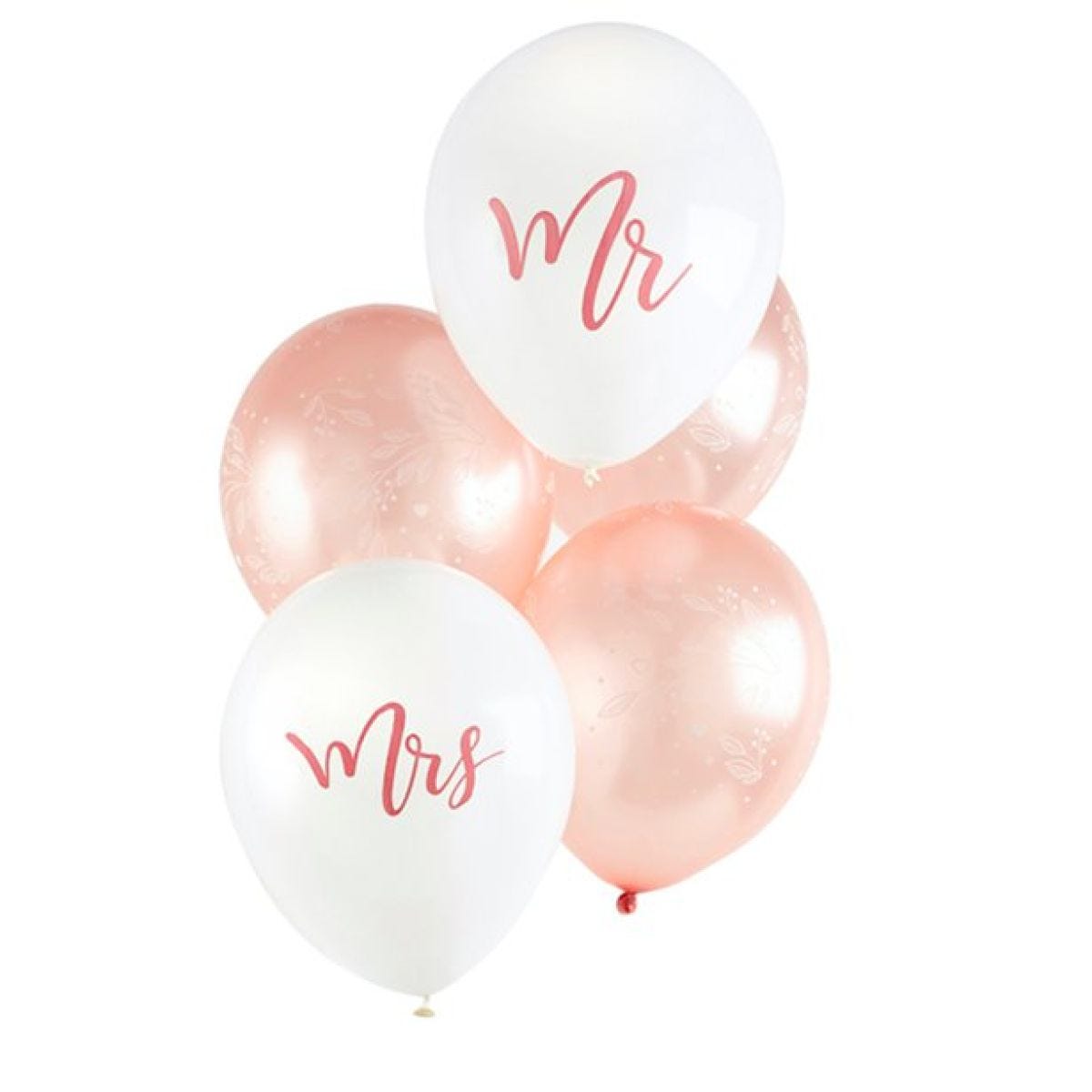 Mr & Mrs Rose Gold Balloons - 11" Latex (5pk)