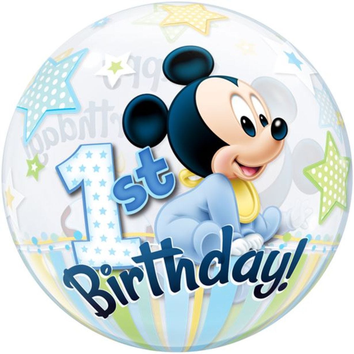 Mickey Mouse 1st Birthday Bubble Balloon - 22"