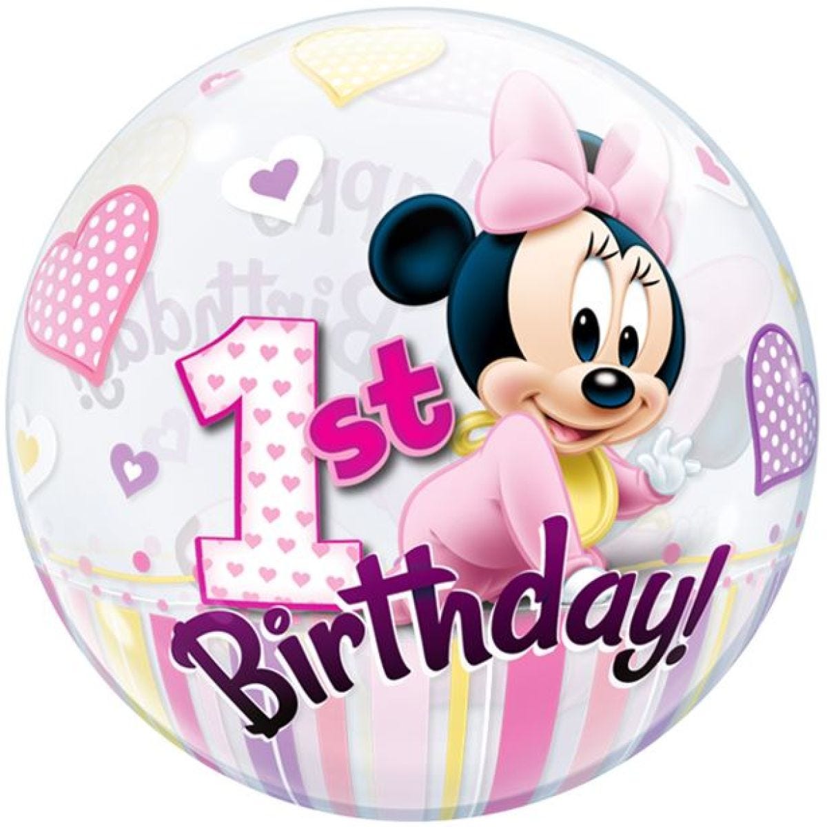 Minnie Mouse 1st Birthday Bubble Balloon - 22"