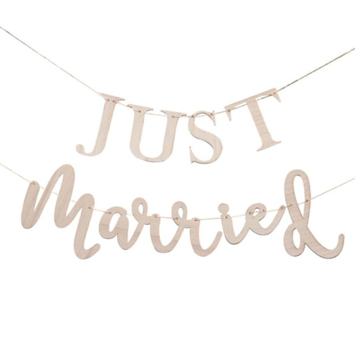 Just Married Wooden Wedding Bunting - 1.5m