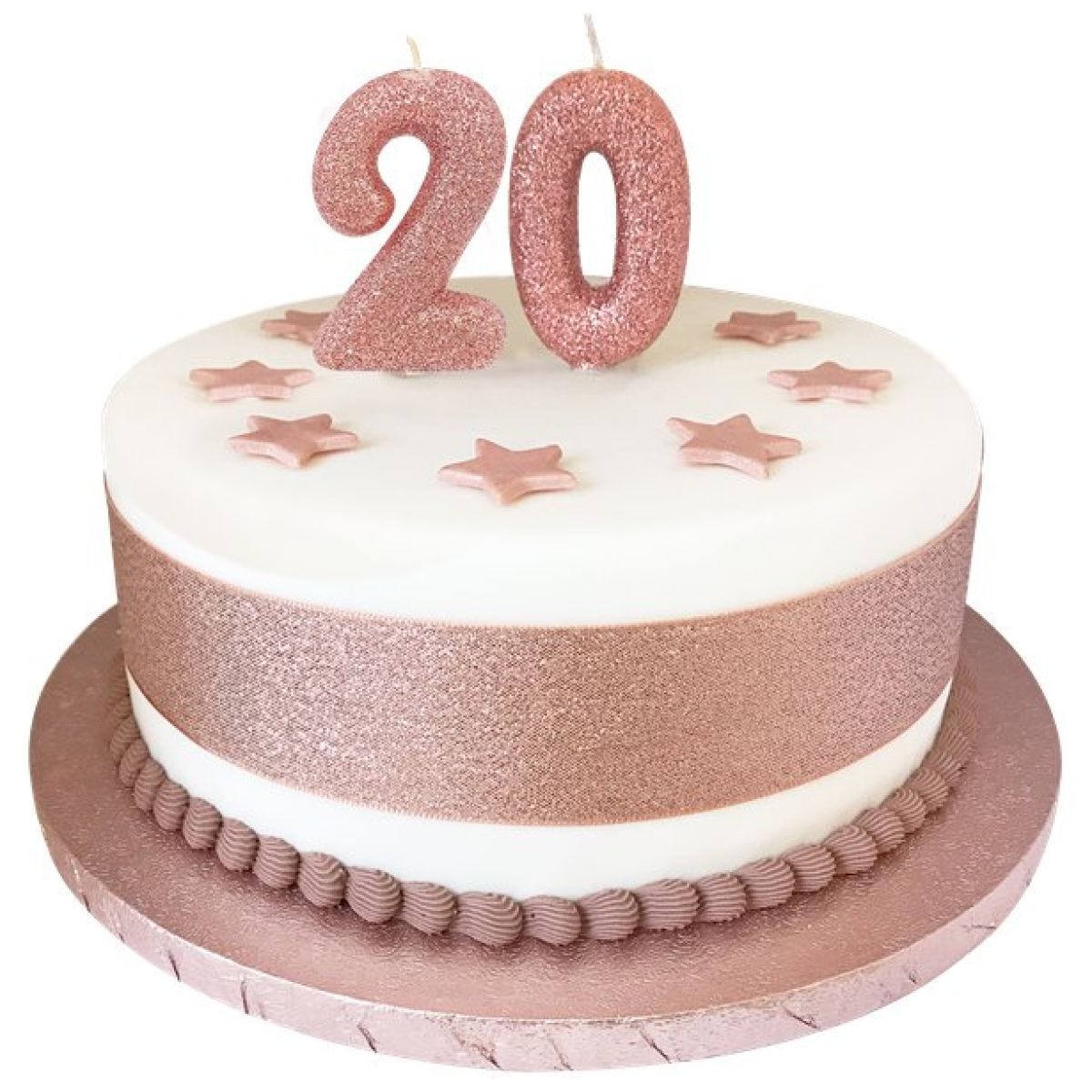 Rose Gold Glitter Number 2 Candle - 7cm | Party Delights