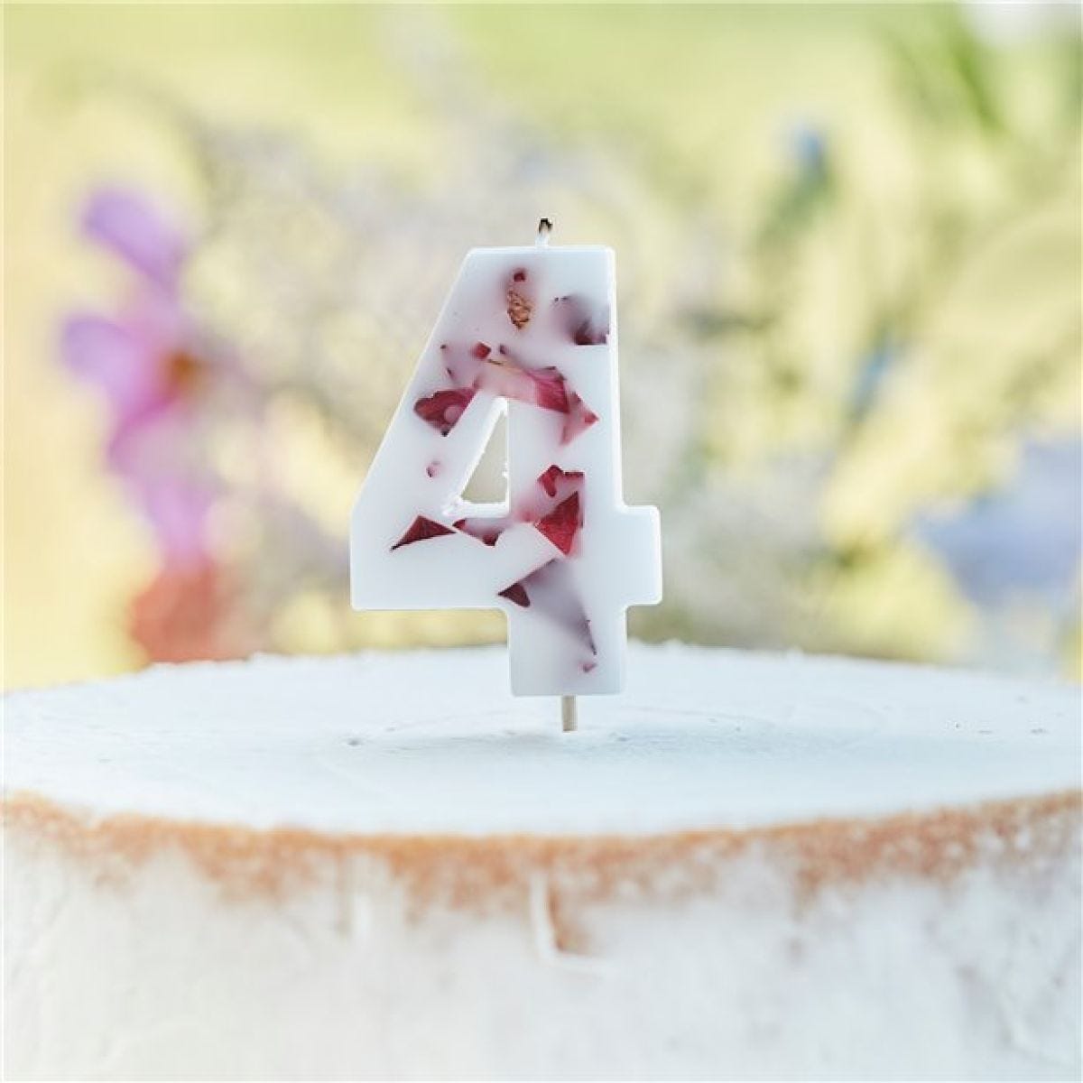 Pressed Petal Number 4 Candle - 9cm