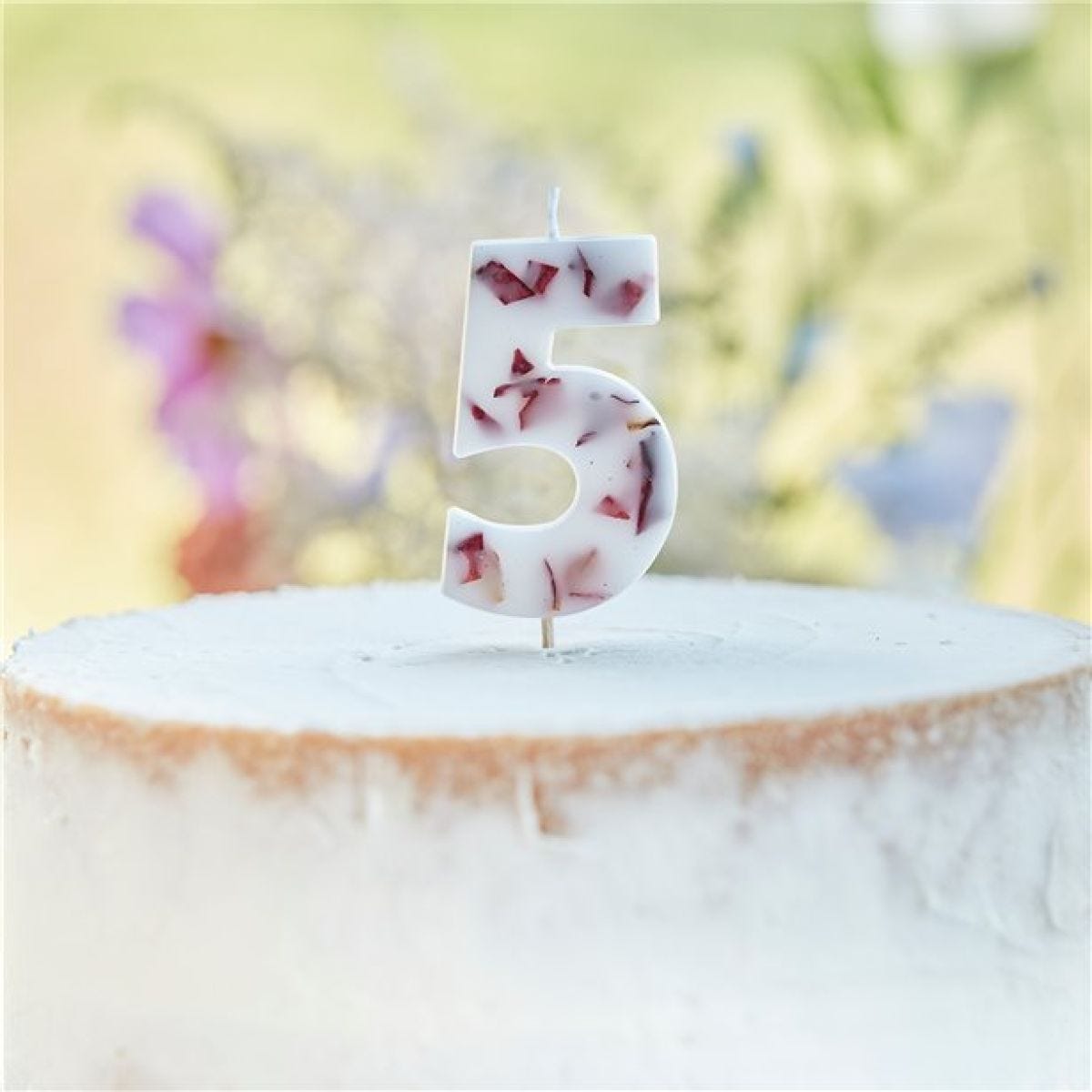 Pressed Petal Number 5 Candle - 9cm
