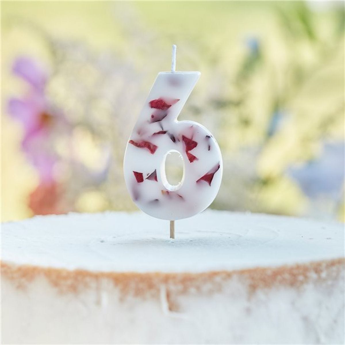 Pressed Petal Number 6 Candle - 9cm