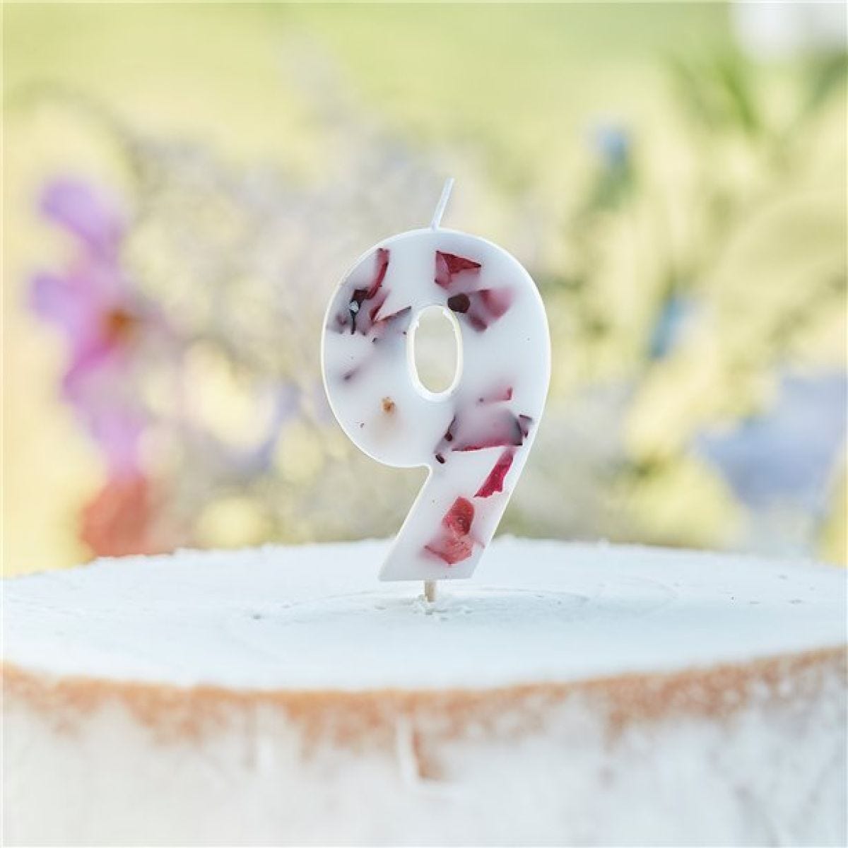 Pressed Petal Number 9 Birthday Cake Candle