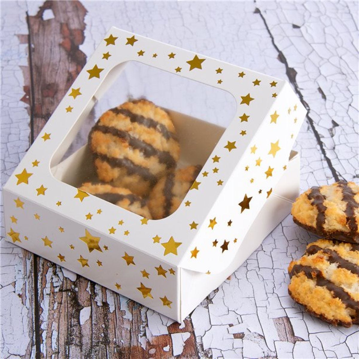 Gold Stars Square Treat Boxes (3pk)