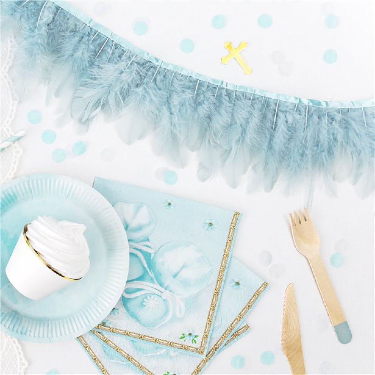 Misty Blue Feather Garland - 1m