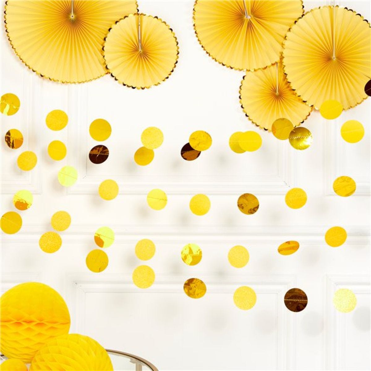 Yellow Glitter Hanging String Decorations - 2.1m