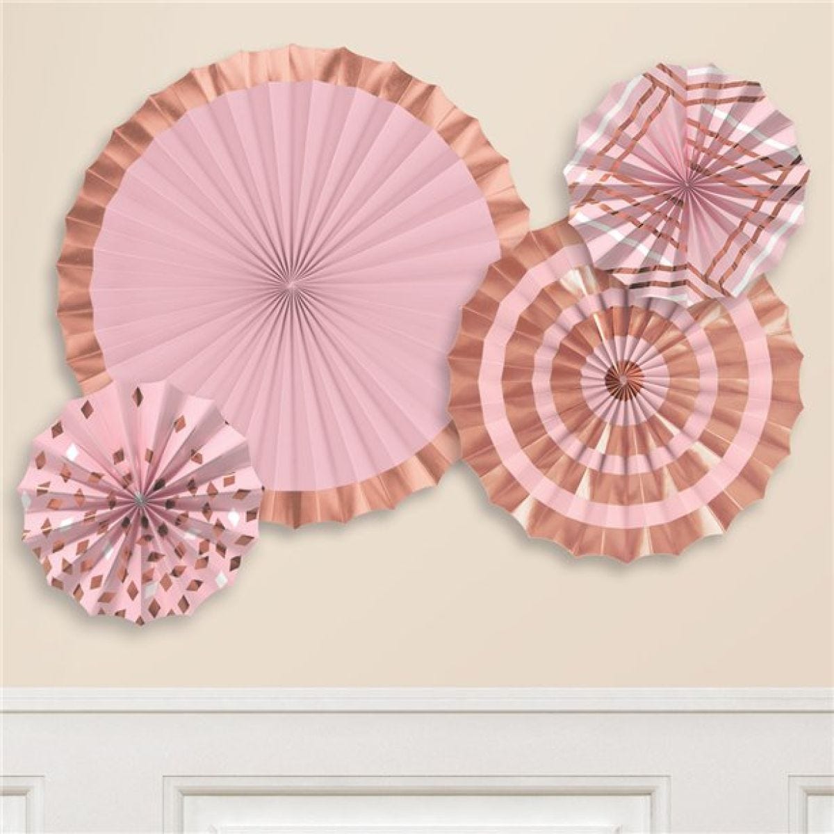 Rose Gold Blush Paper Fans (4pk)