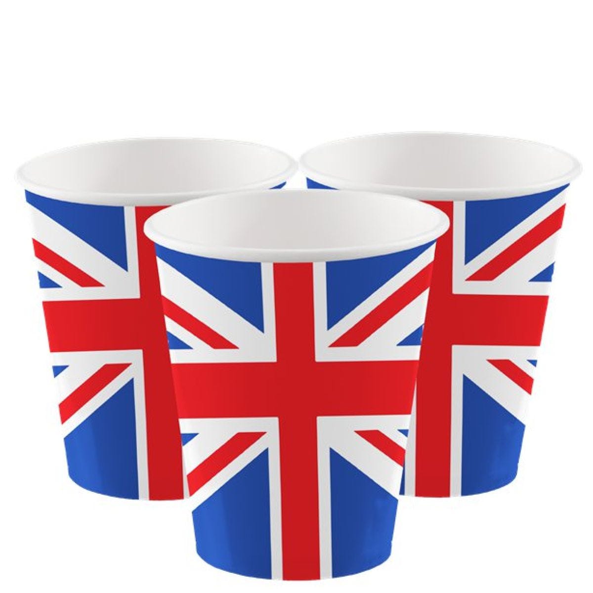 Union Jack Paper Cups - 250ml (8pk)