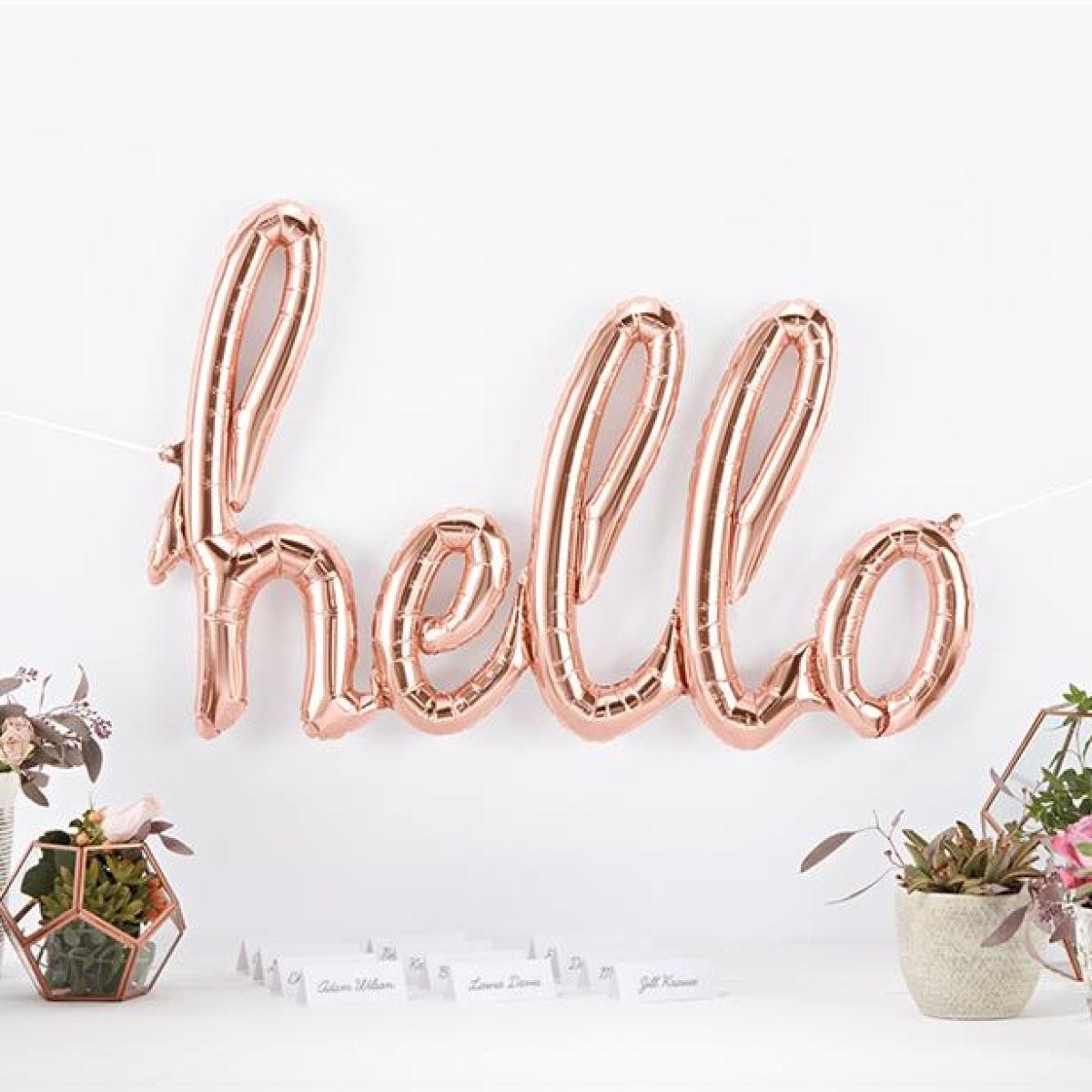 Hello Rose Gold Script Phrase Balloon - 47" Foil