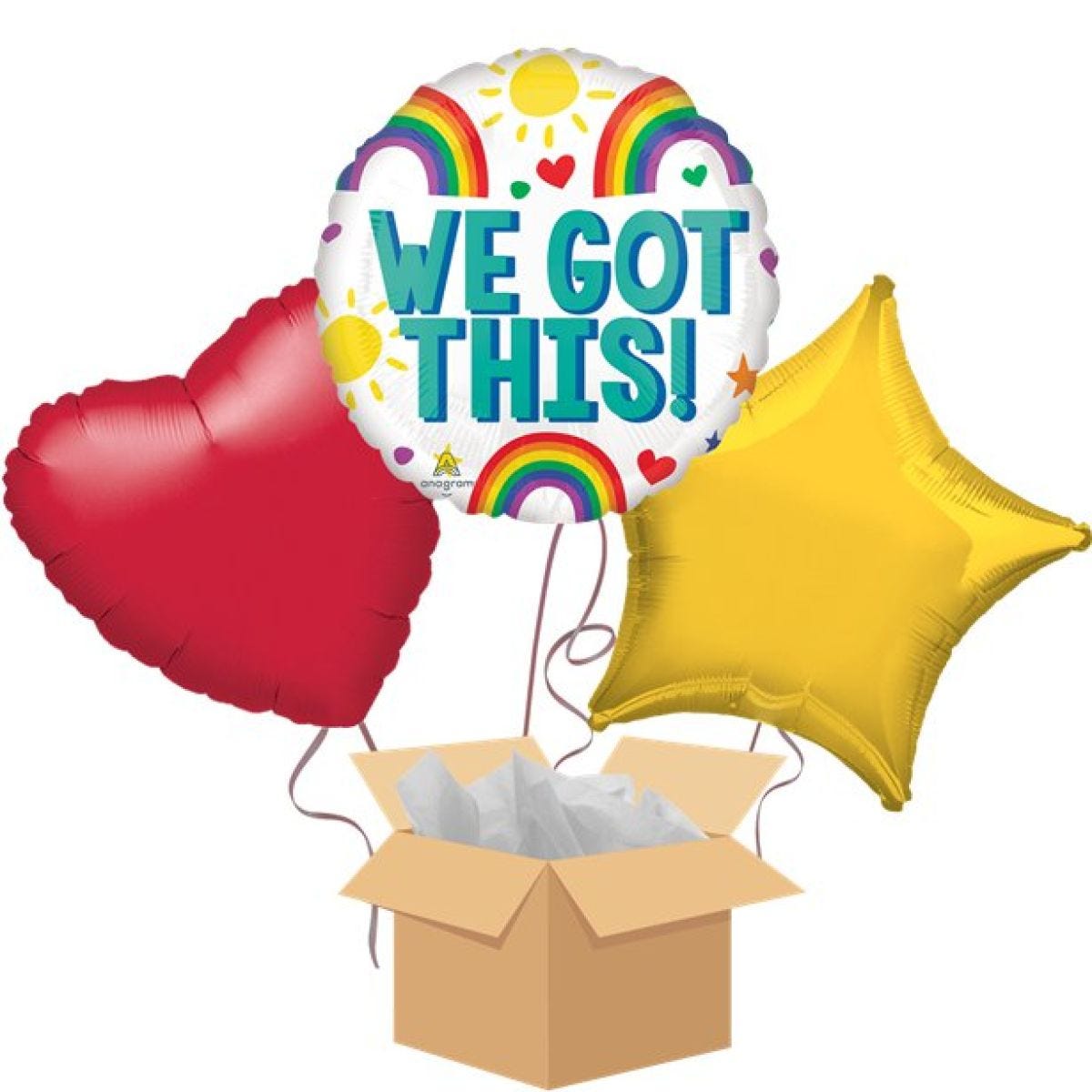 "Stay Positive - We Got This" Balloon Bouquet - Delivered Inflated
