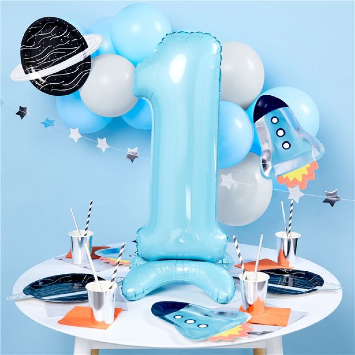 Number 1 Standing Pastel Blue Balloon - 25" Foil