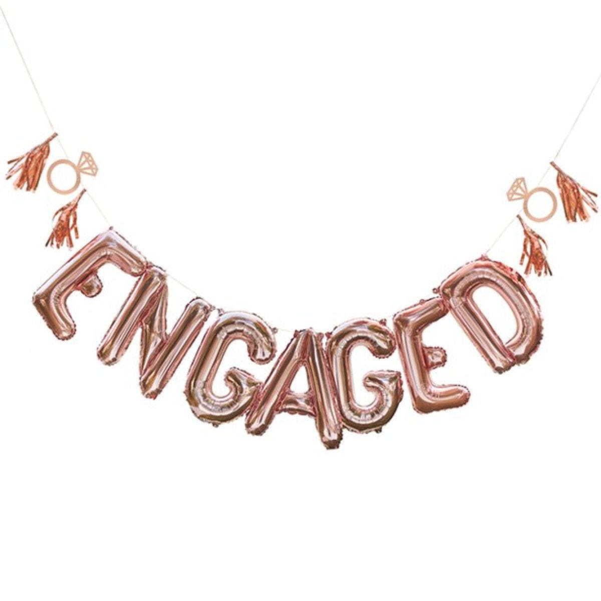 Engaged Rose Gold Balloon Bunting