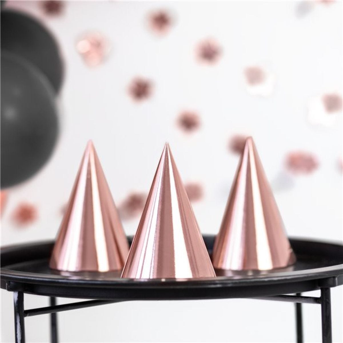 Rose Gold Metallic Cone Hats (6pk)