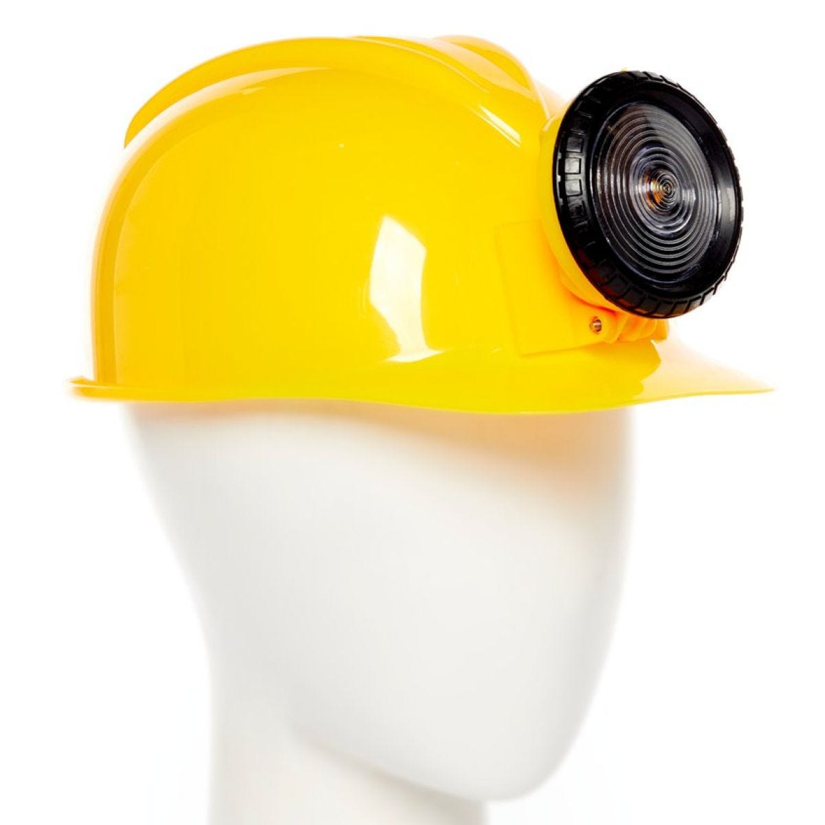 Yellow Construction Helmet with Light