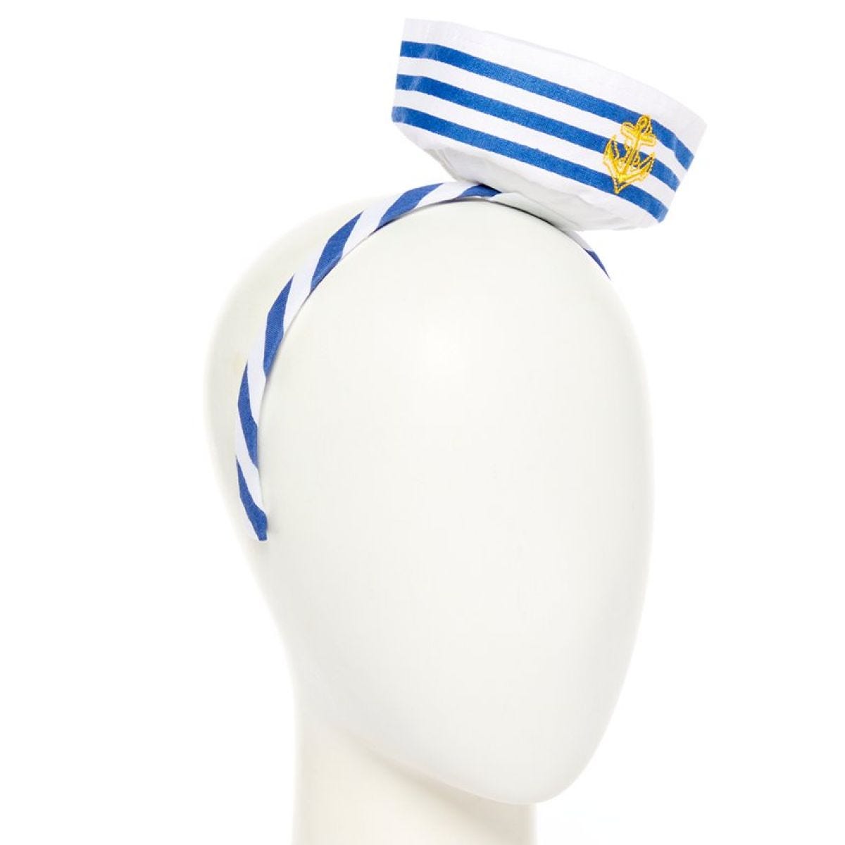 Blue & White Mini Sailor Hat Headband