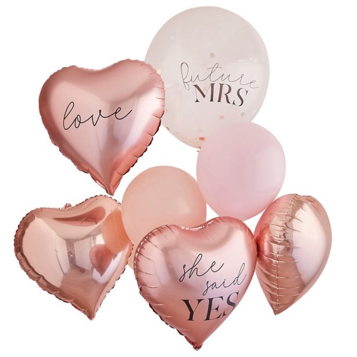 Hen Party Rose Gold & Pink Foil Balloon Bouquet (9pk)