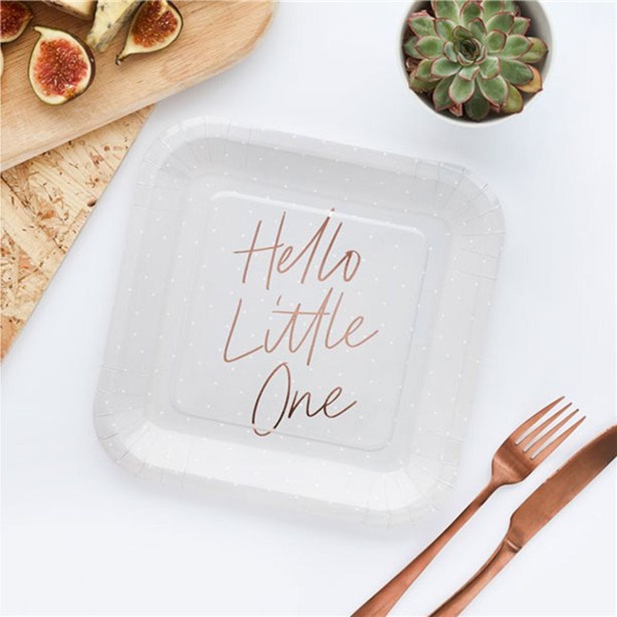 Hello Little One Paper Party Plates - 22.5cm (10pk)