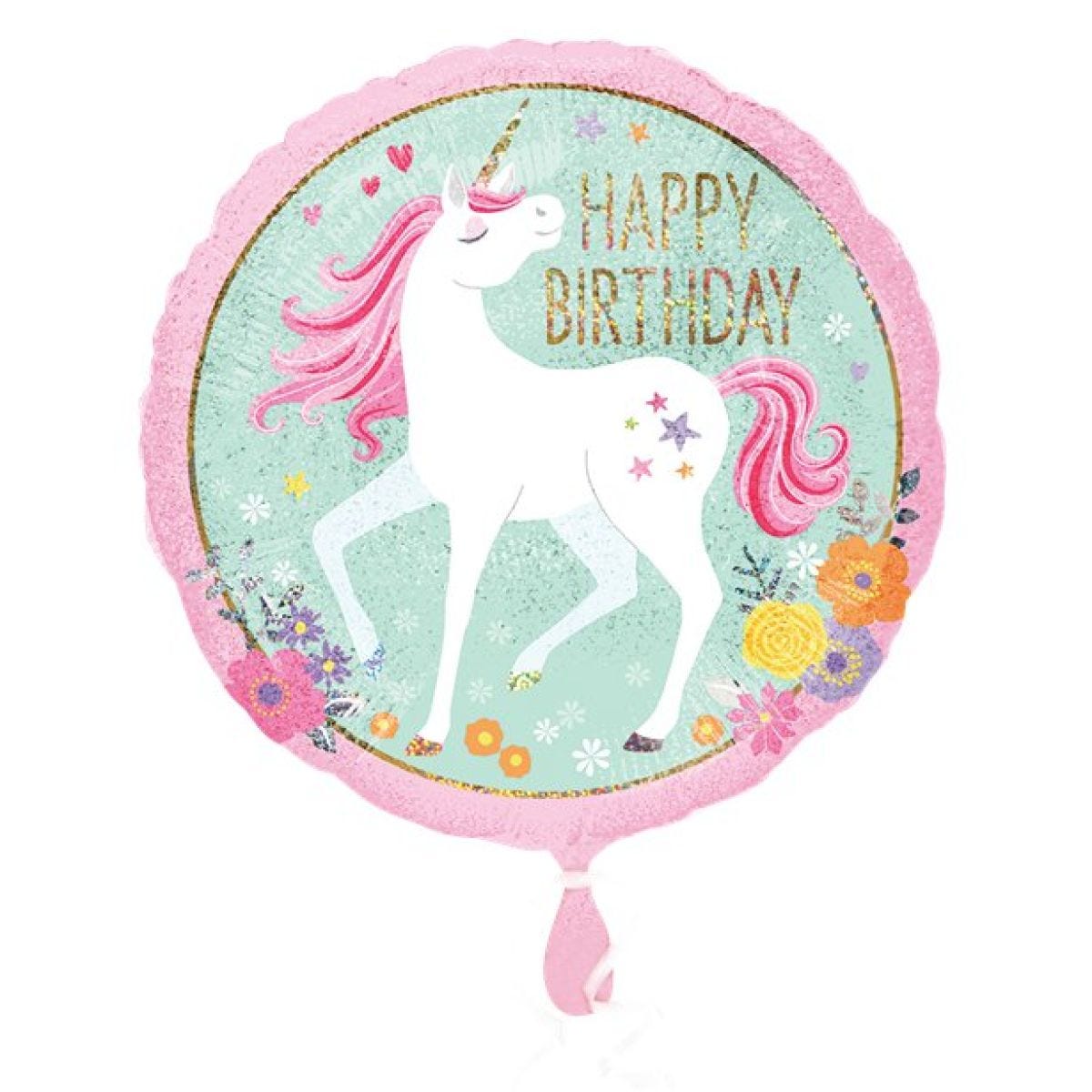 Magical Unicorn &apos;Happy Birthday&apos; Foil Balloon - 18"