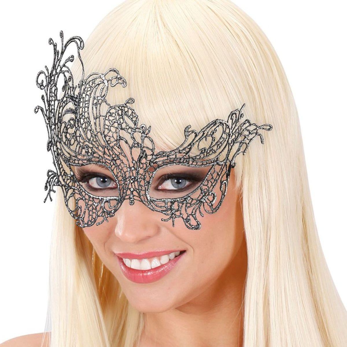 Silver Lace Masquerade Mask | Party Delights