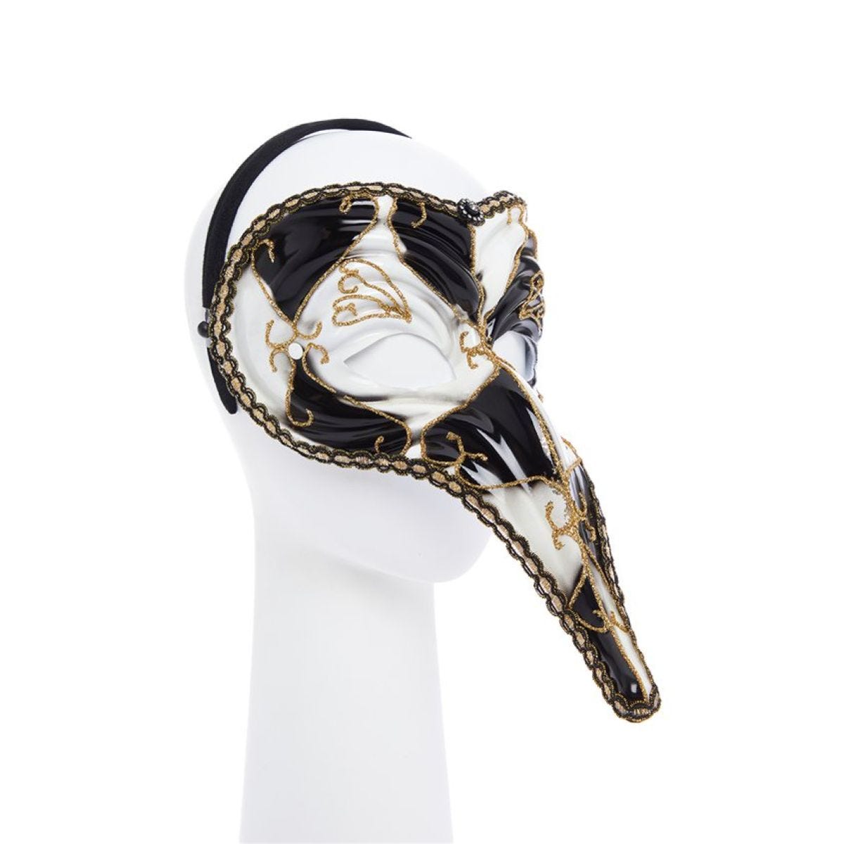 Black & White Long Nose Masquerade Mask