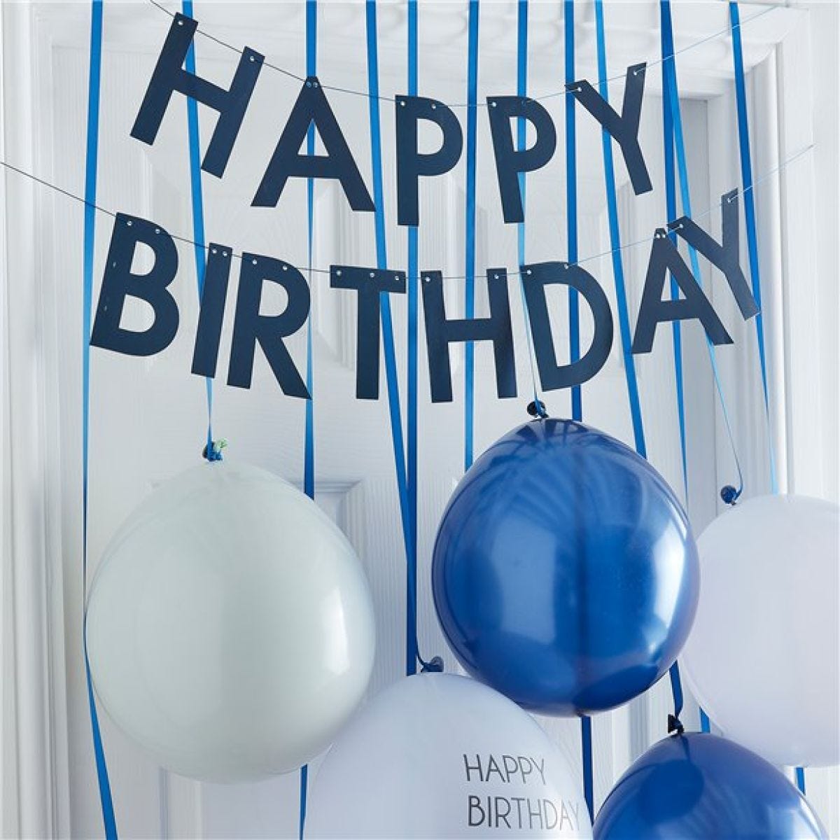 Mix It Up Blue Happy Birthday Balloon Door Kit