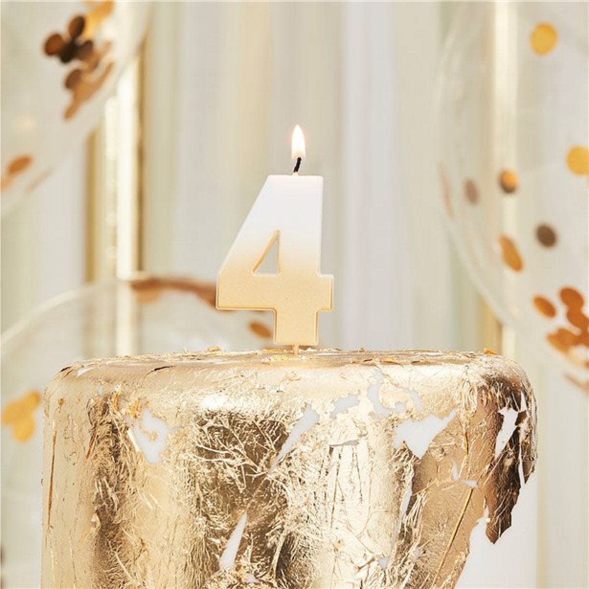 Gold Ombre Number 4 Candle - 5cm