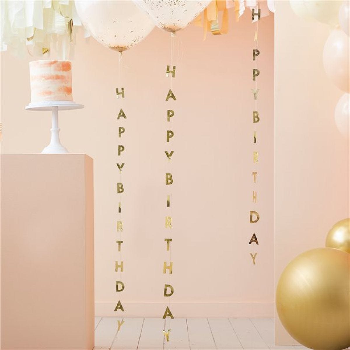 Mix It Up Gold Happy Birthday Foil Balloon Tails - 1m (5pk)