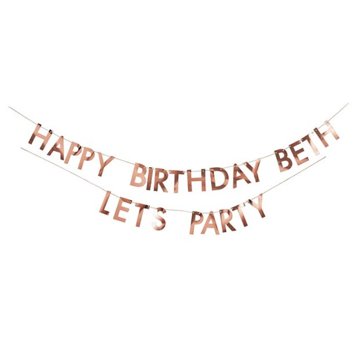 Mix It Up Rose Gold Personalised &apos;Happy Birthday&apos; Paper Banner - 4m