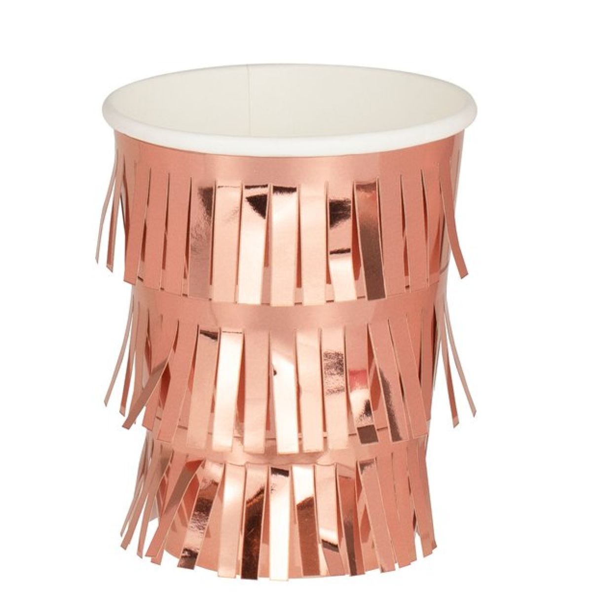 Mix It Up Rose Gold Fringe Paper Cups - 255ml (8pk)