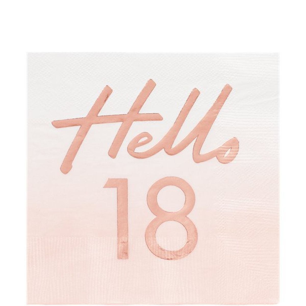 Mix It Up Hello 18 Pink Ombre & Rose Gold Paper Napkins - 33cm