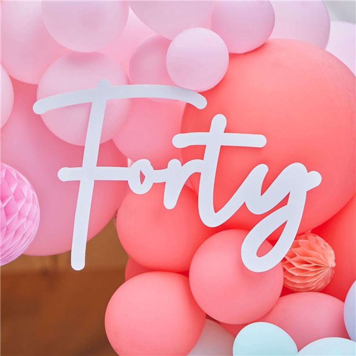 40 White Balloon Arch Sign