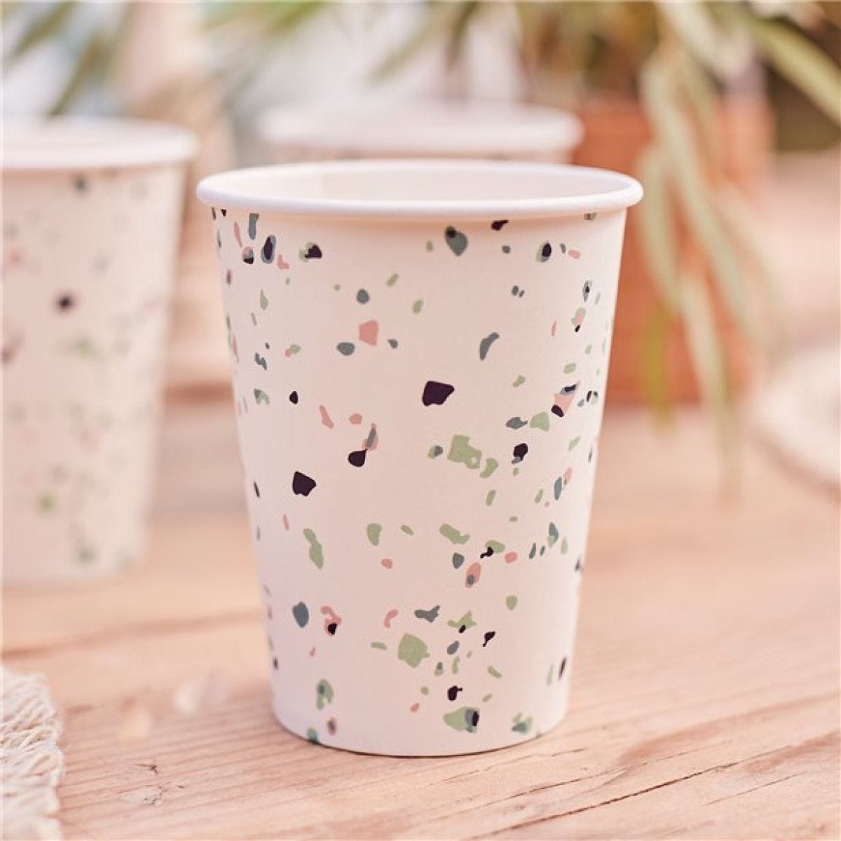 Mix It Up Mint Terrazzo Eco Paper Cups - 266ml (8pk)