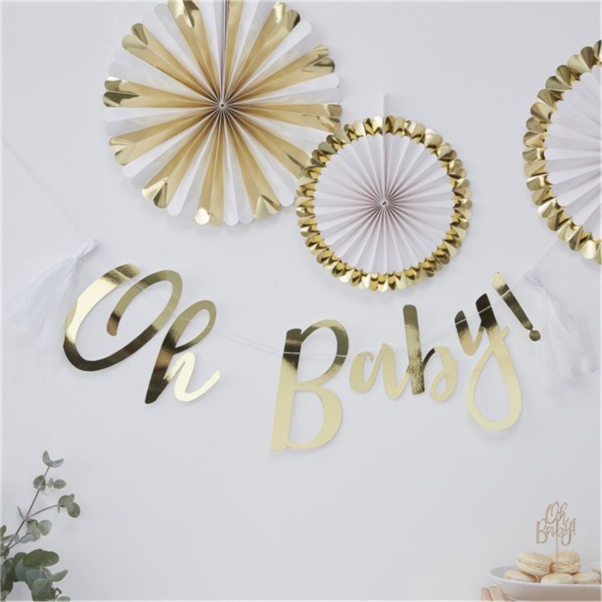 Oh Baby!&apos; Gold Foiled Letter Banner - 1.5m