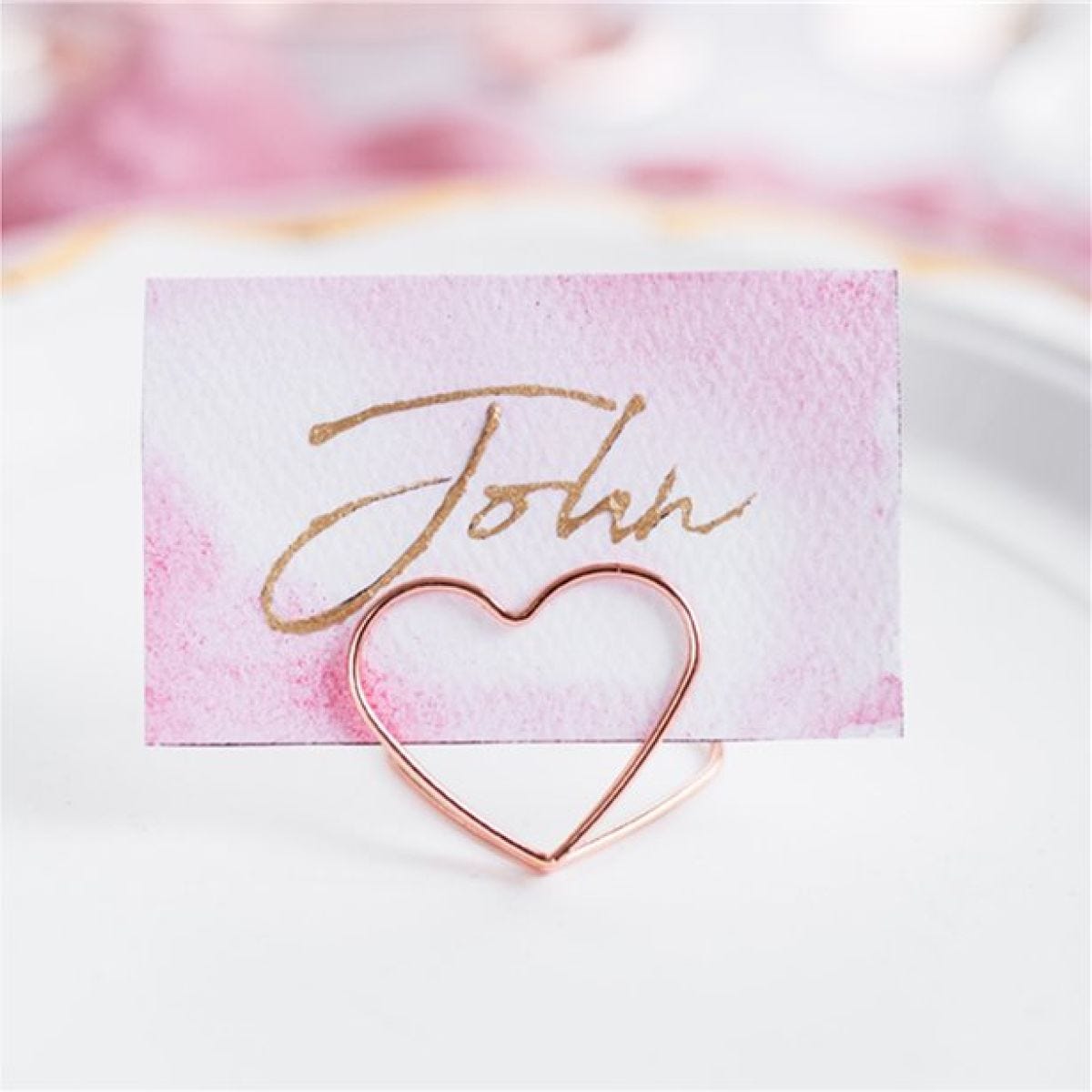 Rose Gold Heart Place Card Holders (10pk)