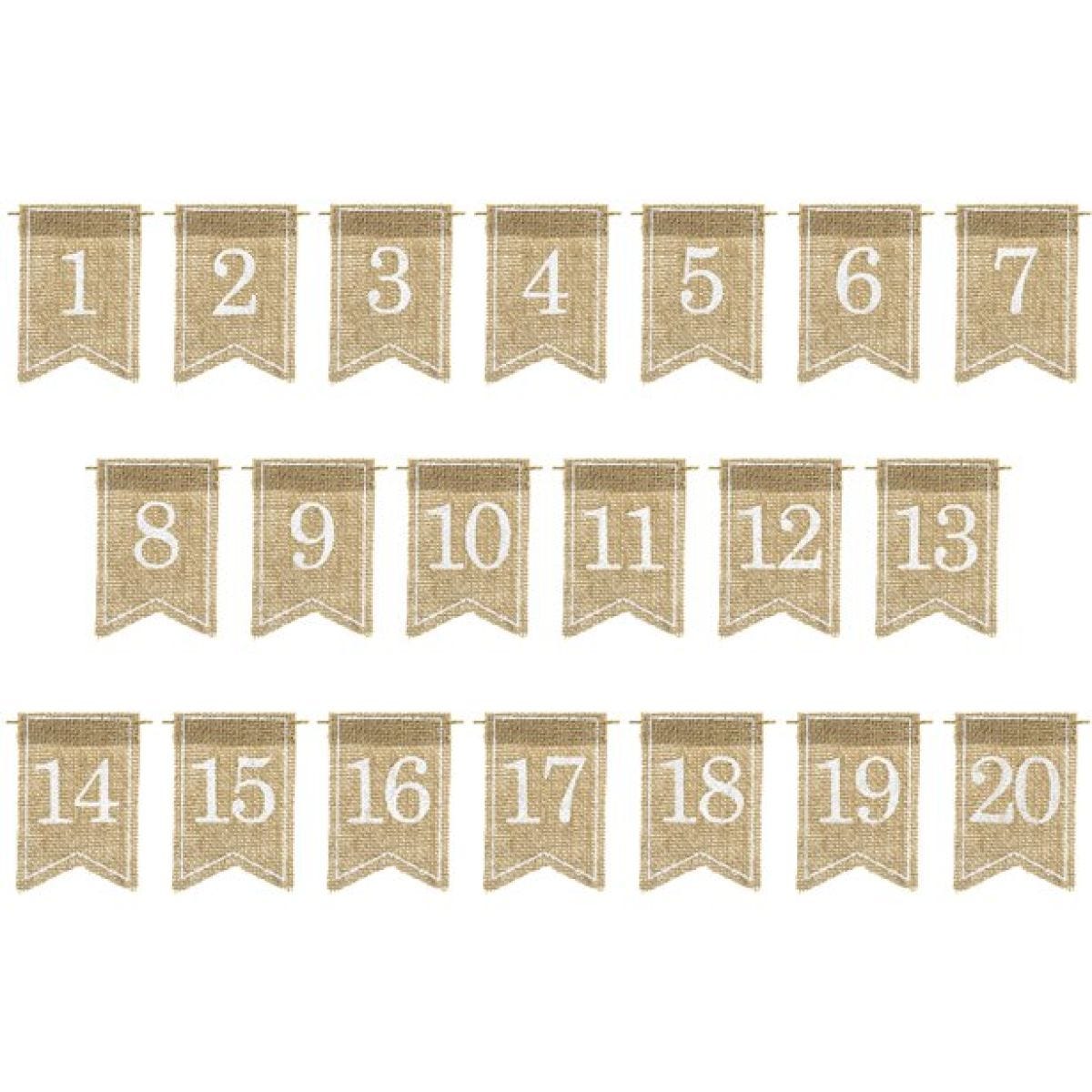 Rustic Hessian Table Numbers - 1-20 (20pk)