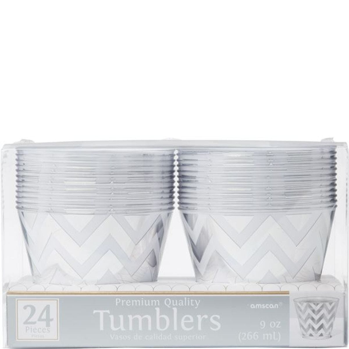 Premium Silver Trim Plastic Tumbler - 266ml (24pk)