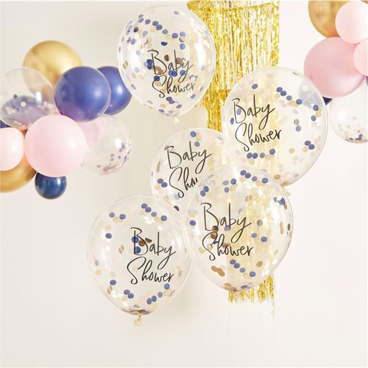 Baby Shower&apos; Confetti Latex Balloons - 12" (5pk)
