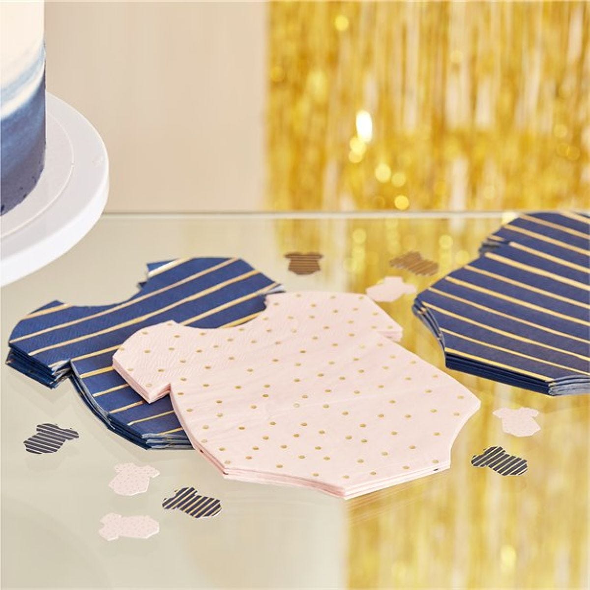 Gender Reveal Navy & Pink Baby Grow Shaped Napkins (16pk)