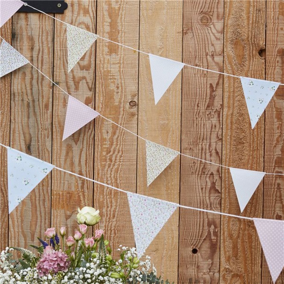 Rustic Country Floral Paper Bunting - 10m