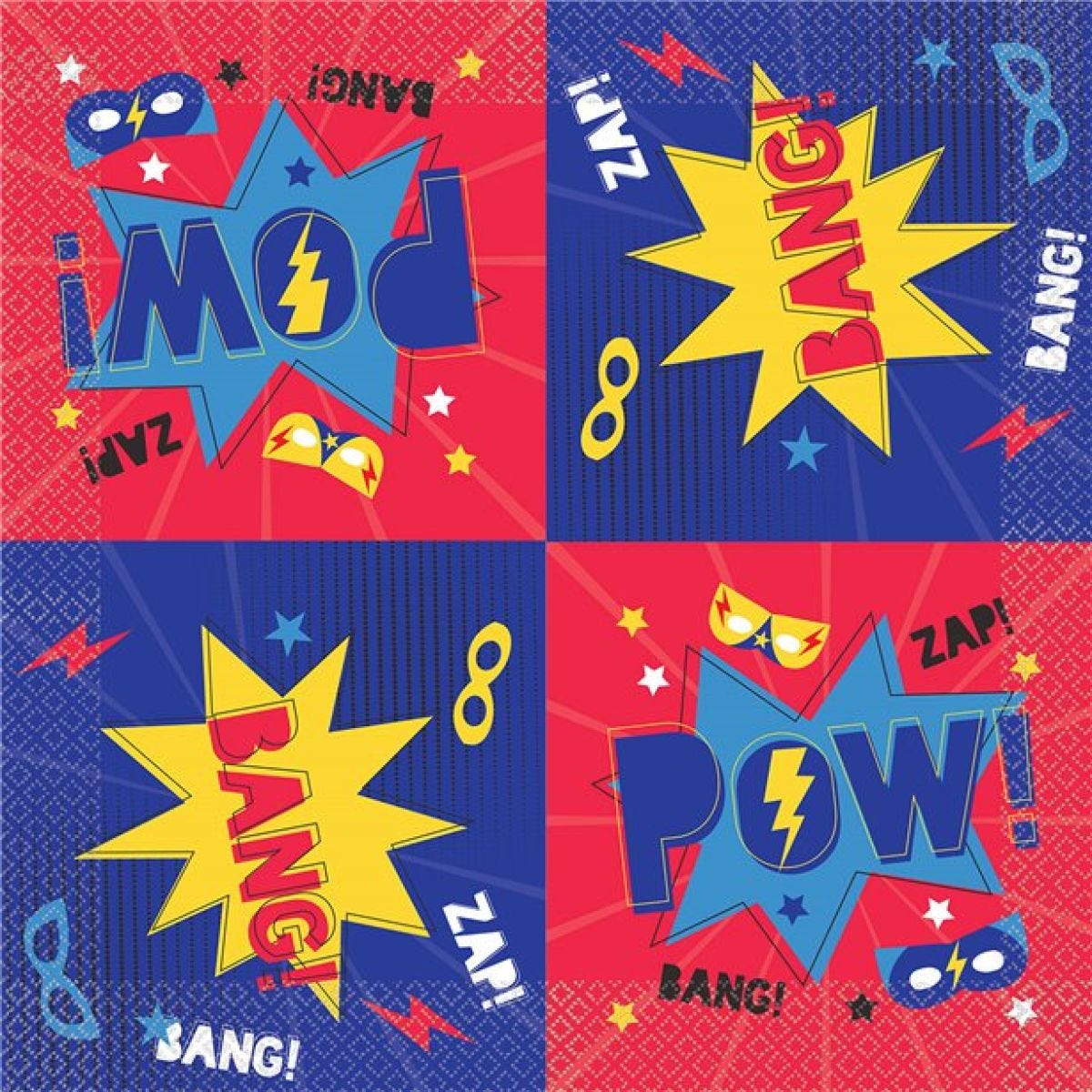 Super Hero Party Paper Napkins - 33cm (16pk)