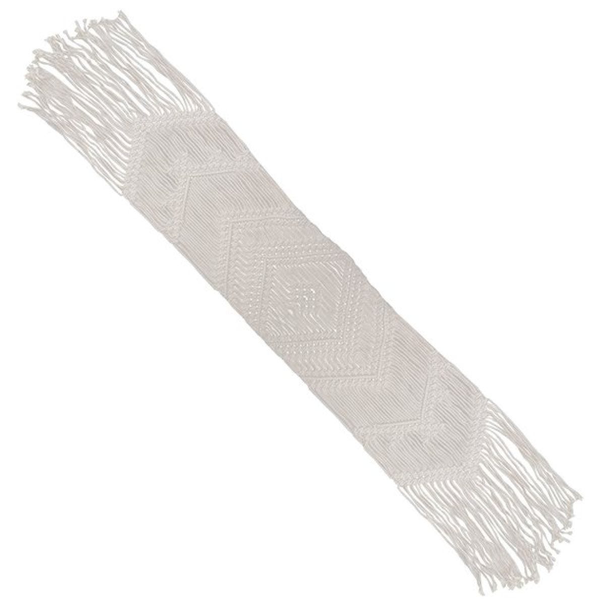 White Macrame Table Runner - 2m