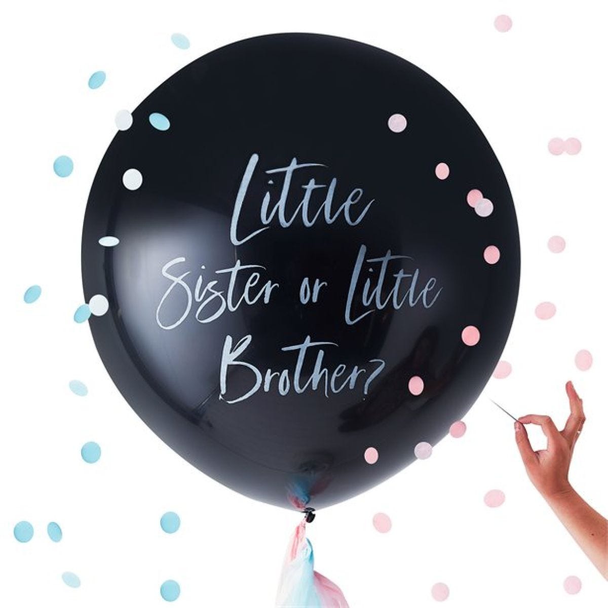 Twinkle Twinkle Gender Reveal Little Brother Or Sister Latex Balloon - 36"