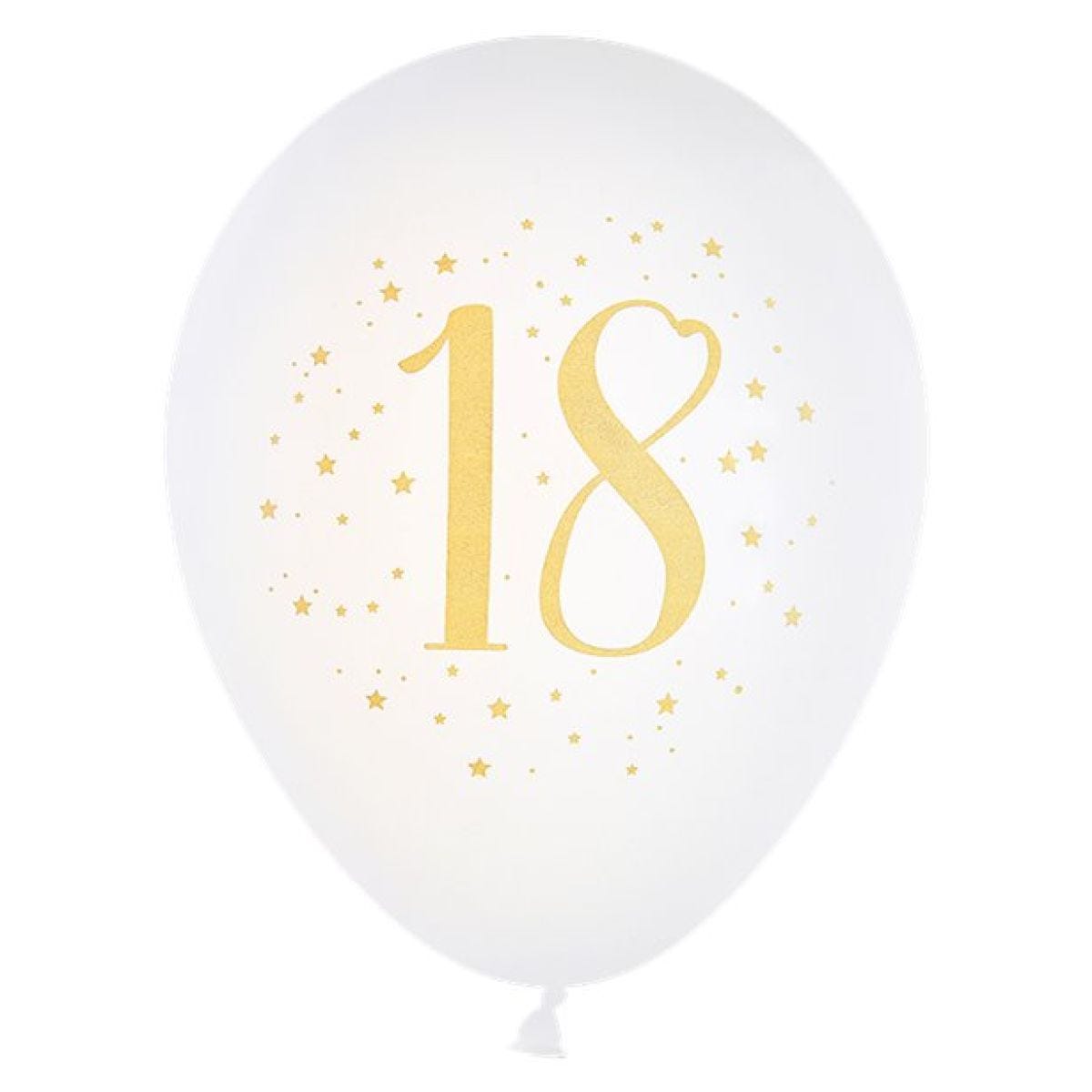 White & Gold Sparkle 18th Balloon - 11" Latex