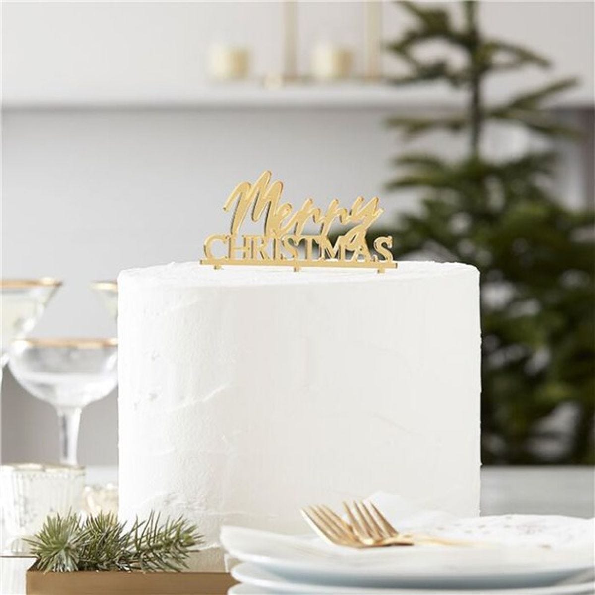 Gold Merry Christmas Cake Topper