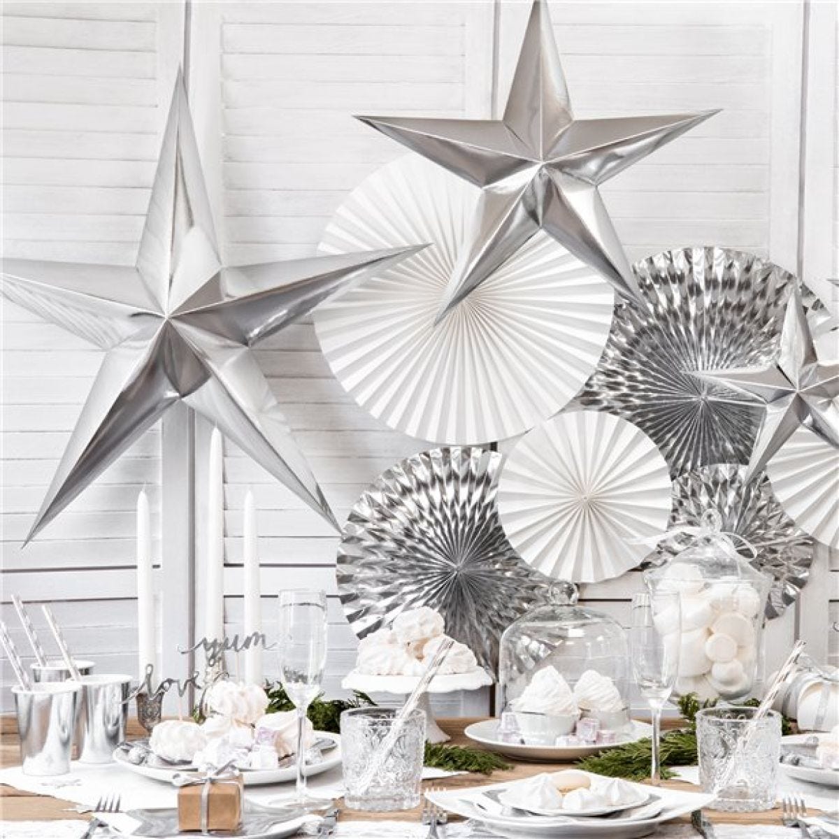 Silver Paper Star Decoration - 70cm