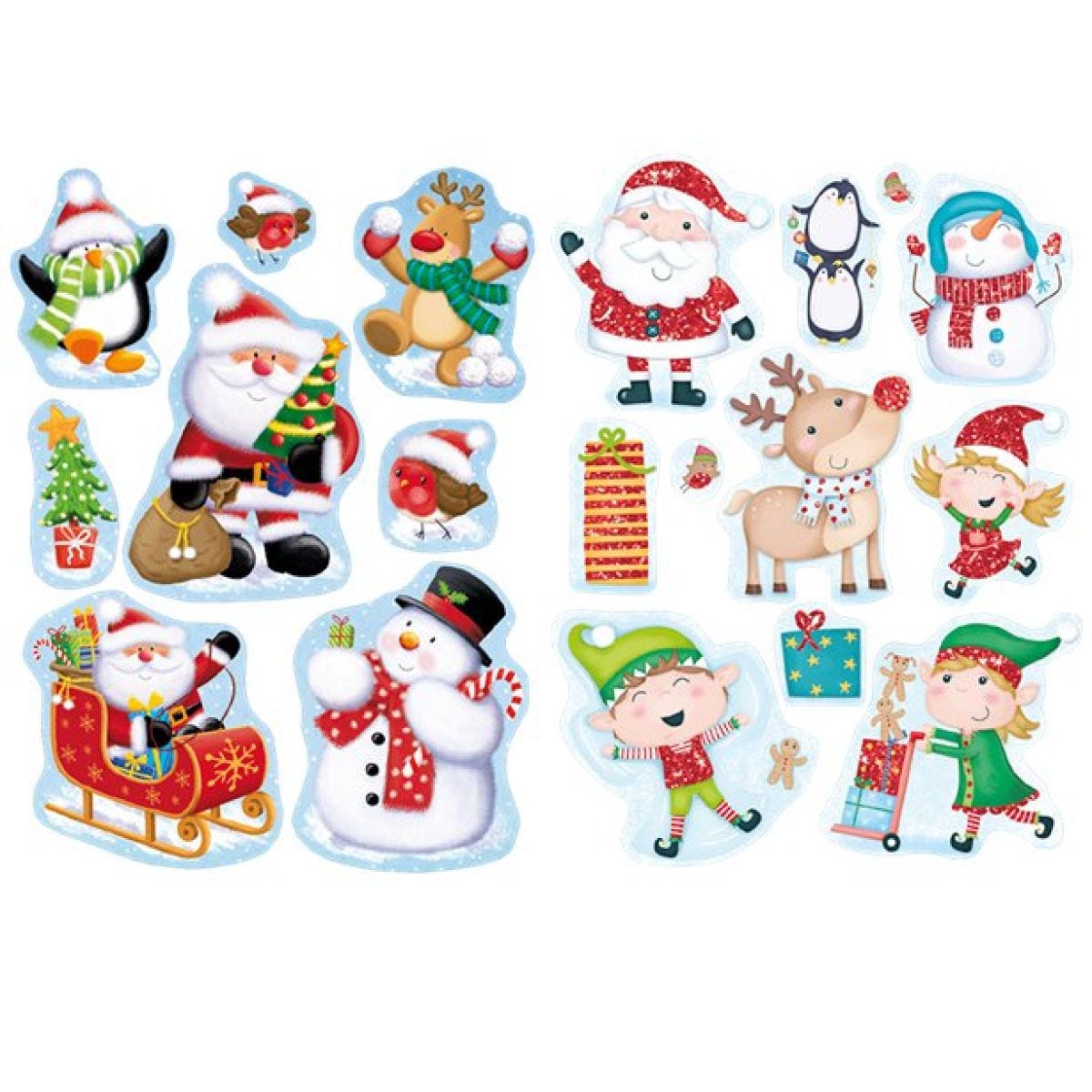 Santa & Friends Glitter Window Stickers - 43cm